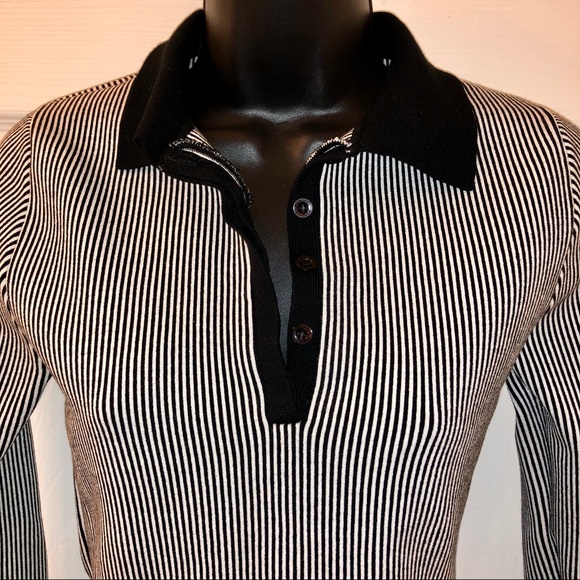 Striped Bandage Collared Top - Picture 8 of 12